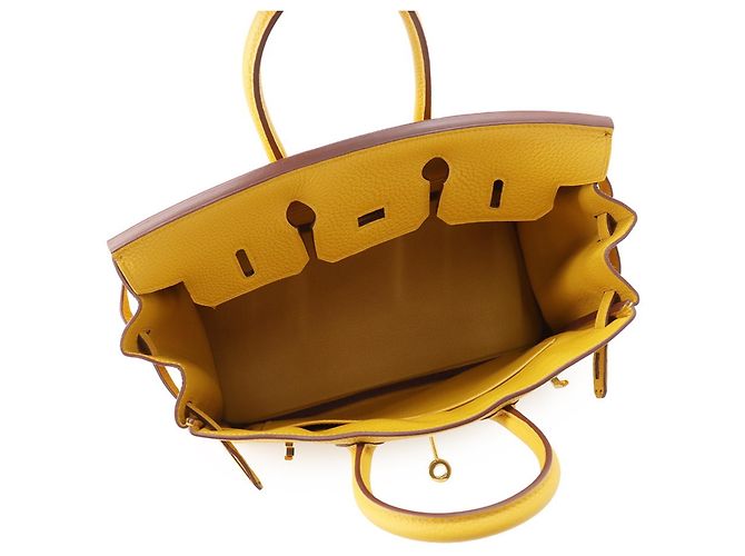 Hermès Borsa Hermes Birkin 25 Jaune Ambre Togo Giallo - vista 5