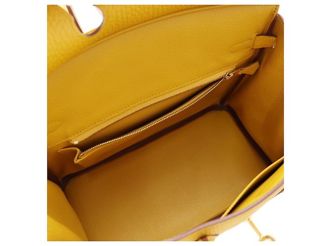 Hermès Borsa Hermes Birkin 25 Jaune Ambre Togo Giallo - vista 7
