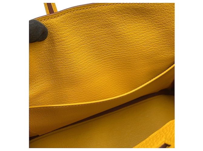 Hermès Borsa Hermes Birkin 25 Jaune Ambre Togo Giallo - vista 8