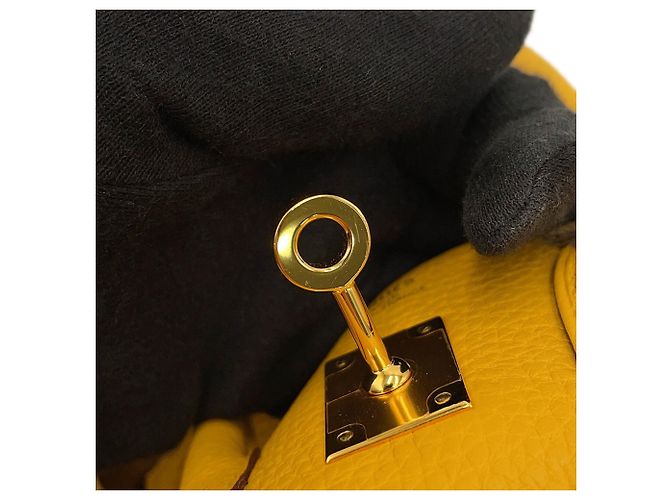 Hermès Borsa Hermes Birkin 25 Jaune Ambre Togo Giallo - vista 9