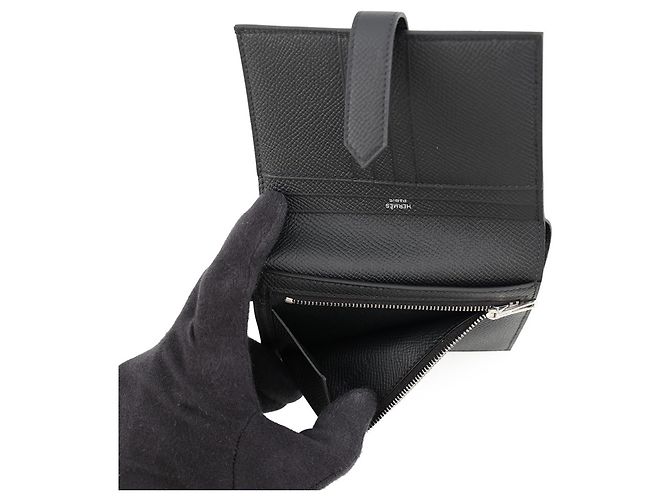 Hermès Portefeuille bi-fold compact Hermes Bearn Noir - vue 6