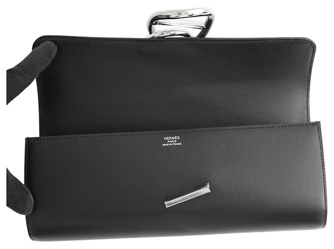 Hermès Pochette Hermes en cuir noir - vue 5