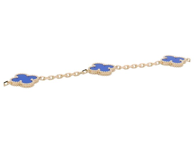 Collana Van Cleef & Arpels Alhambra in agata blu e oro giallo 18K - vista 2
