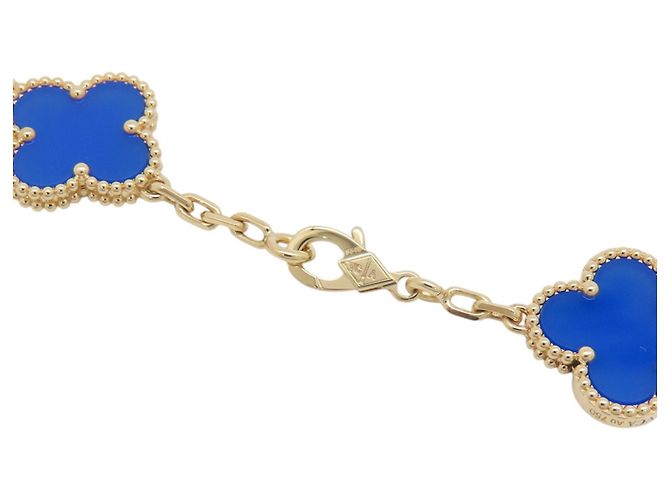 Collana Van Cleef & Arpels Alhambra in agata blu e oro giallo 18K - vista 4