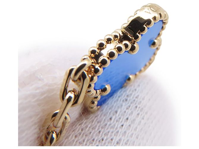 Collana Van Cleef & Arpels Alhambra in agata blu e oro giallo 18K - vista 6