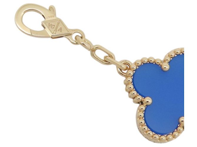 Collana Van Cleef & Arpels Alhambra in agata blu e oro giallo 18K - vista 7