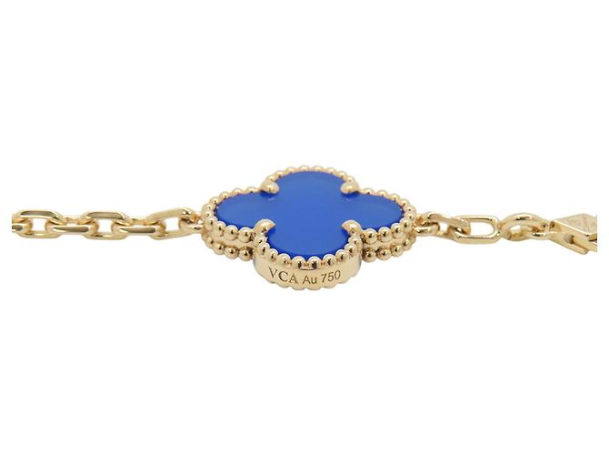 Collana Van Cleef & Arpels Alhambra in agata blu e oro giallo 18K - vista 8