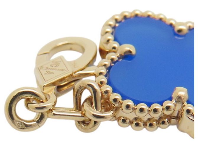 Collana Van Cleef & Arpels Alhambra in agata blu e oro giallo 18K - vista 9
