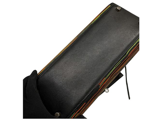 Hermès Hermes Kelly 28 Handtasche Schwarz Grün Orange - Ansicht 11
