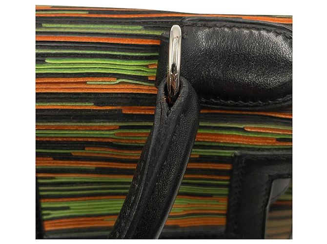 Hermès Hermes Kelly 28 Handtasche Schwarz Grün Orange - Ansicht 14