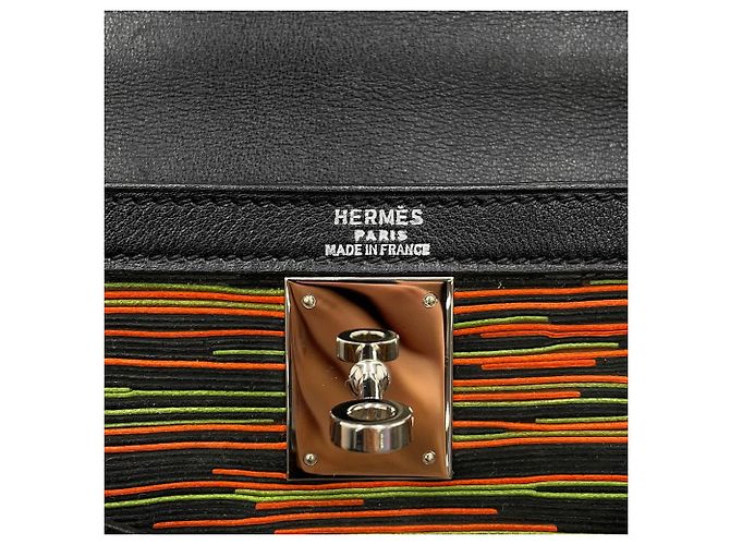 Hermès Hermes Kelly 28 Handtasche Schwarz Grün Orange - Ansicht 20
