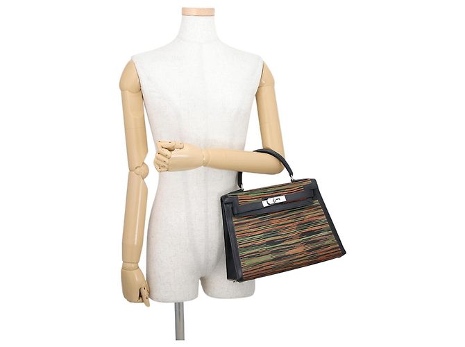 Hermès Hermes Kelly 28 Handtasche Schwarz Grün Orange - Ansicht 4