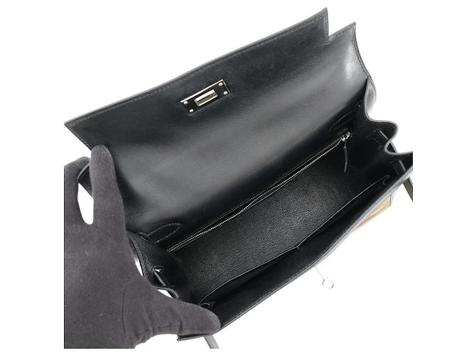 Hermès Hermes Kelly 28 Handtasche Schwarz Grün Orange - Ansicht 6