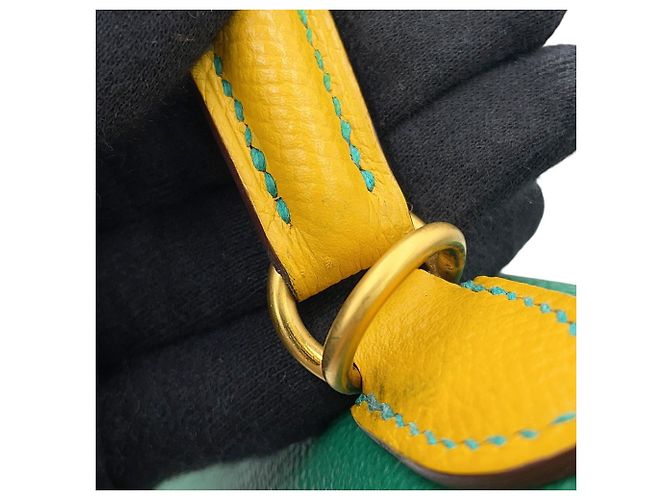 Hermès Hermes Kelly 25 Handtasche Grün Gelb - Ansicht 11