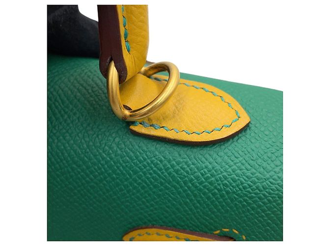 Hermès Hermes Kelly 25 Handtasche Grün Gelb - Ansicht 12