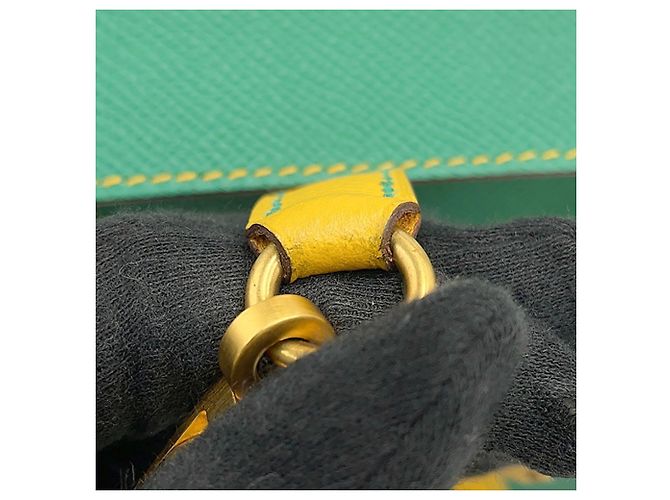 Hermès Hermes Kelly 25 Handtasche Grün Gelb - Ansicht 16