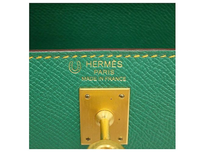 Hermès Hermes Kelly 25 Handtasche Grün Gelb - Ansicht 17