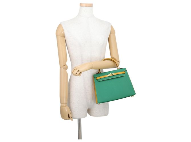 Hermès Hermes Kelly 25 Handtasche Grün Gelb - Ansicht 5