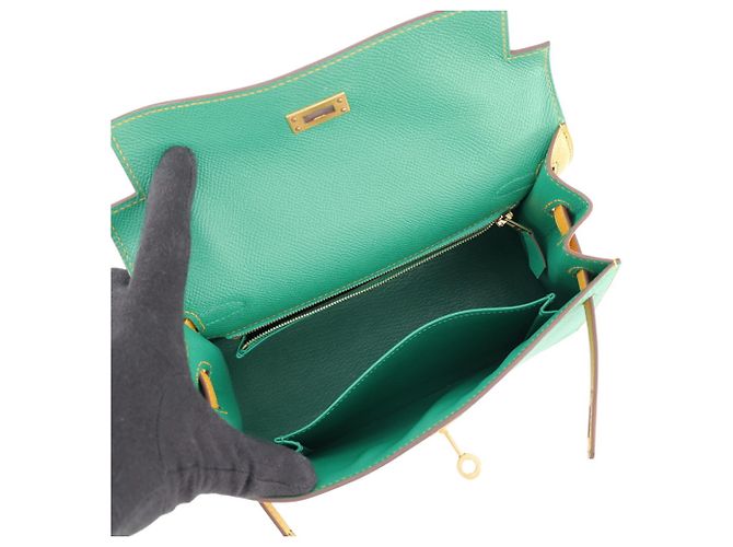 Hermès Hermes Kelly 25 Handtasche Grün Gelb - Ansicht 6