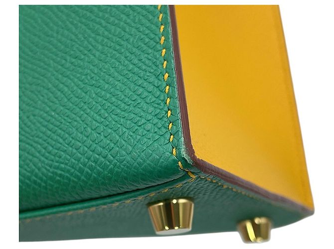 Hermès Hermes Kelly 25 Handtasche Grün Gelb - Ansicht 8