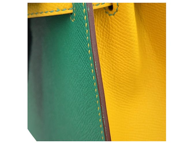 Hermès Hermes Kelly 25 Handtasche Grün Gelb - Ansicht 9