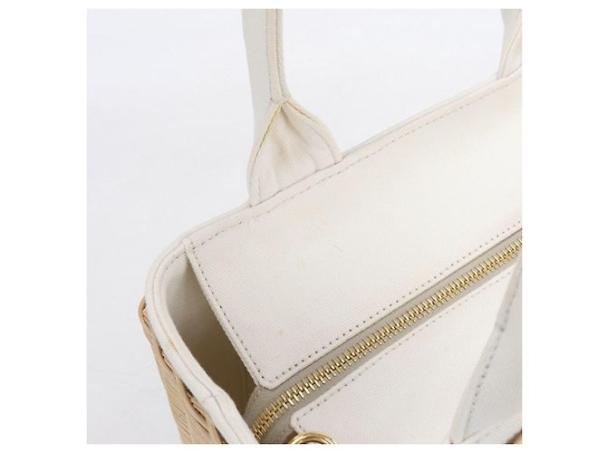 Saco Tote Prada em lona tecida Bege - vista 5
