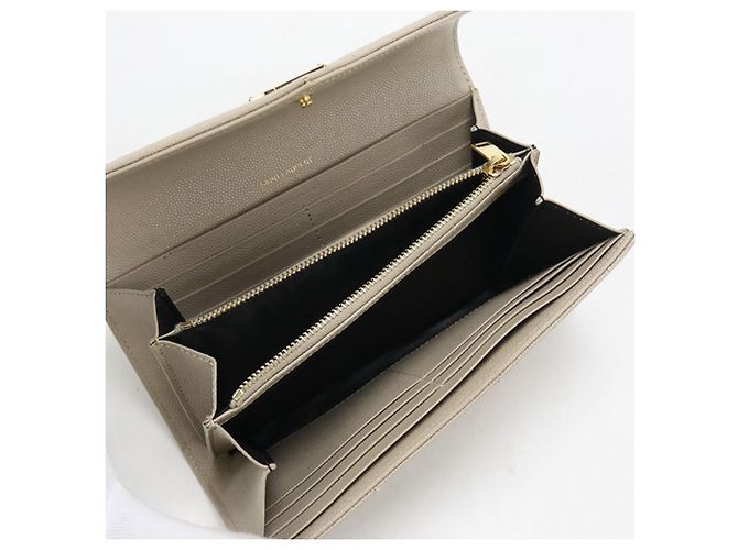 Autre Marque Saint Laurent Bi-fold Long Wallet Beige - Ansicht 3