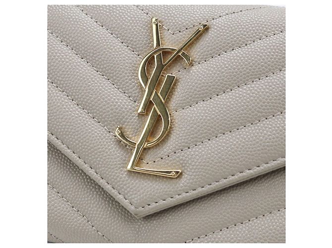 Autre Marque Saint Laurent Bi-fold Long Wallet Beige - Ansicht 4