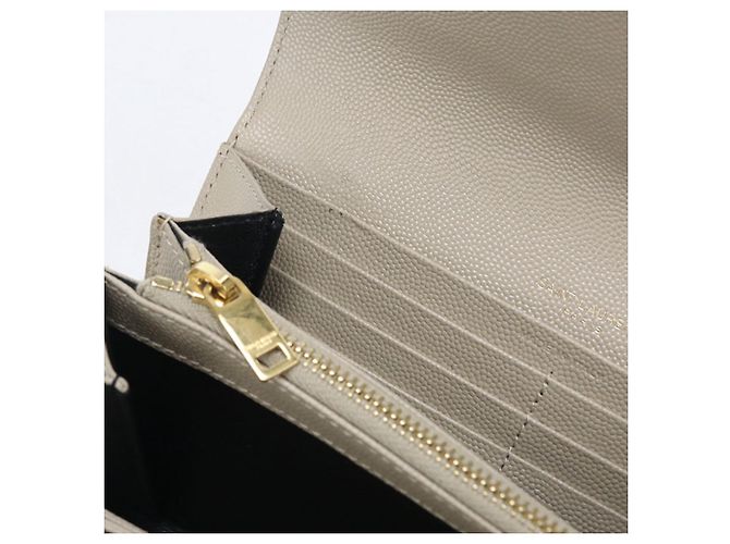 Autre Marque Saint Laurent Bi-fold Long Wallet Beige - Ansicht 5