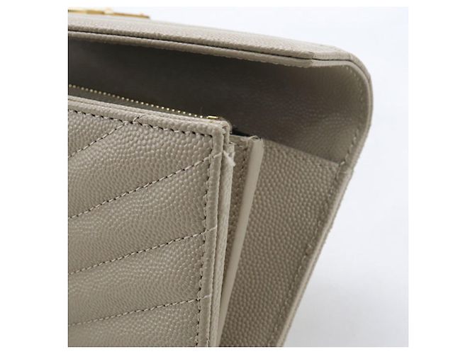 Autre Marque Saint Laurent Bi-fold Long Wallet Beige - Ansicht 7