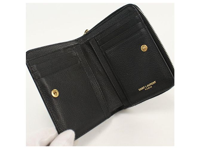 Autre Marque Portafoglio bi-fold Saint Laurent in pelle nera Nero - vista 3