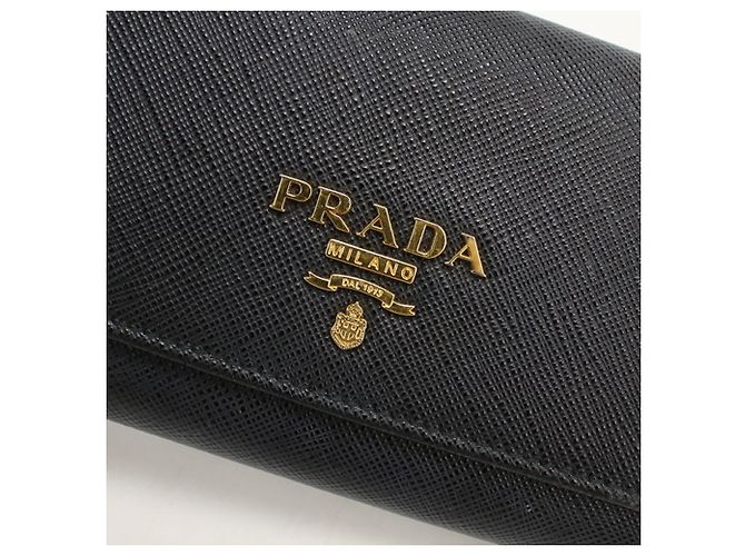 Prada Bi-fold Long Wallet in Black Leather - view 6