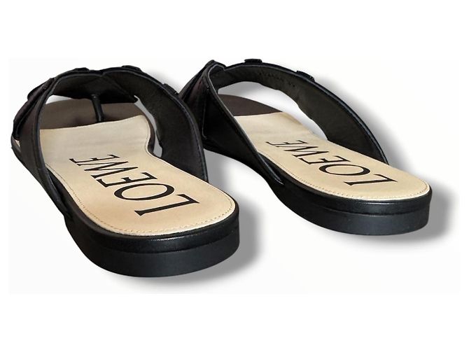 Sandali Loewe in pelle nera con anello Nero - vista 12