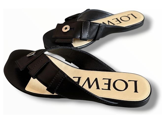 Sandali Loewe in pelle nera con anello Nero - vista 13