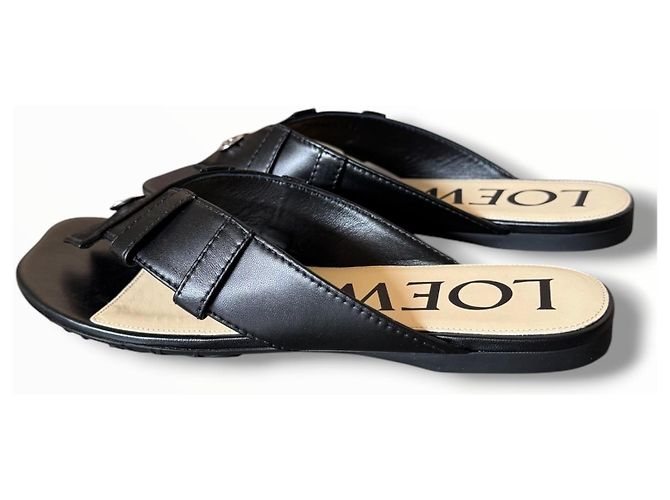 Sandali Loewe in pelle nera con anello Nero - vista 15