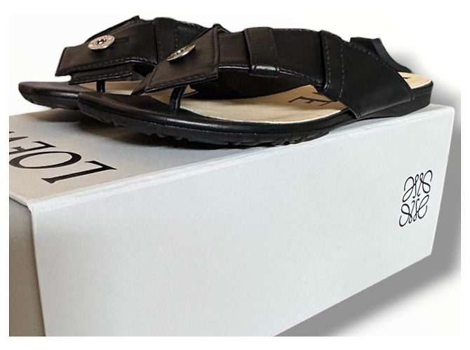 Sandali Loewe in pelle nera con anello Nero - vista 19
