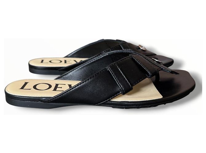 Sandali Loewe in pelle nera con anello Nero - vista 4