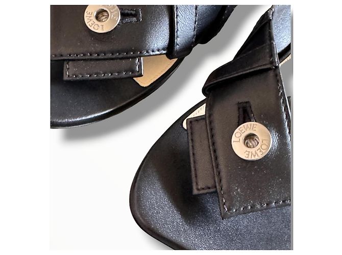 Sandali Loewe in pelle nera con anello Nero - vista 7