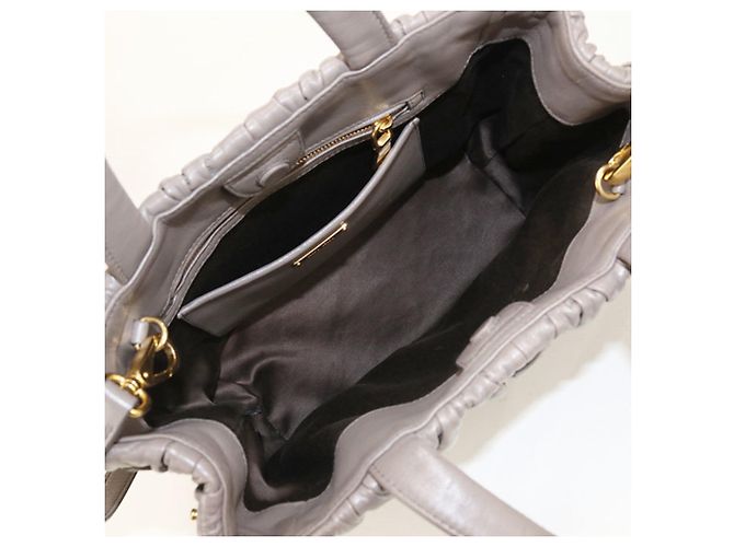 Miu Miu Tote Bag aus grauem Leder Braun - Ansicht 3
