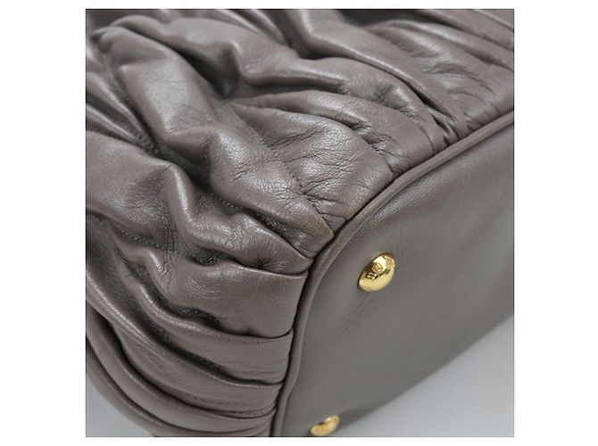 Miu Miu Tote Bag aus grauem Leder Braun - Ansicht 6