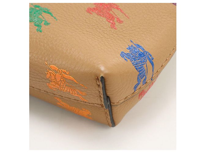 Borsa a pochette Burberry in pelle marrone - vista 5