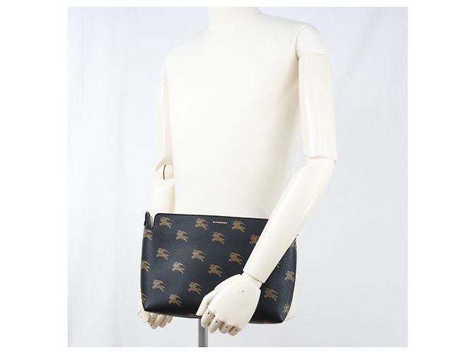 Borsa a pochette Burberry in pelle nera Nero - vista 8