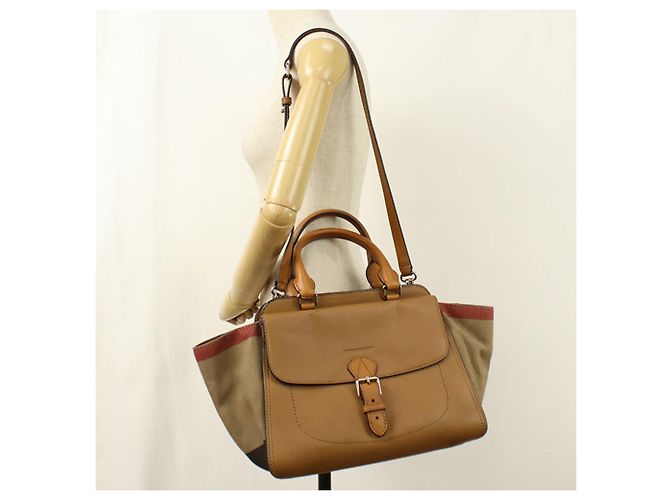 Borsa Tote Burberry in pelle marrone - vista 8