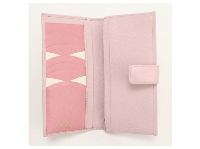 Saffiano Prada Bi-fold langes Portemonnaie in Pink - Ansicht 3