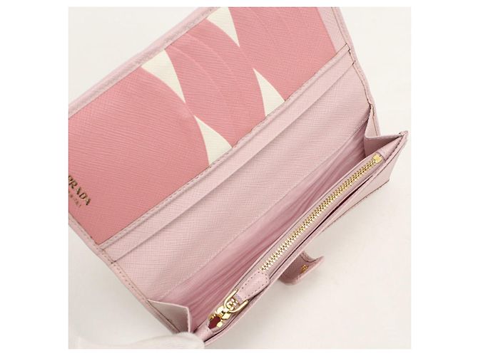 Saffiano Prada Bi-fold langes Portemonnaie in Pink - Ansicht 4