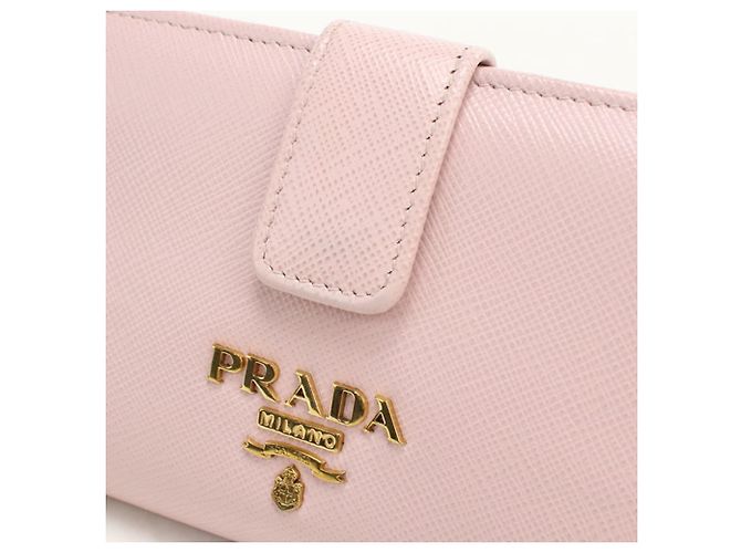 Saffiano Prada Bi-fold langes Portemonnaie in Pink - Ansicht 6