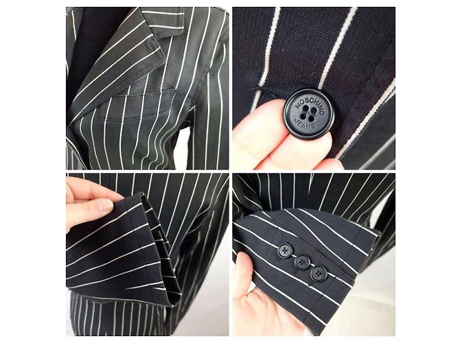 Blazer Moschino Jeans de algodón a raya diplomática Negro - vista 10