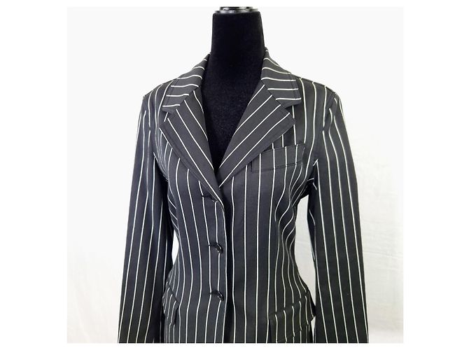 Blazer Moschino Jeans de algodón a raya diplomática Negro - vista 4