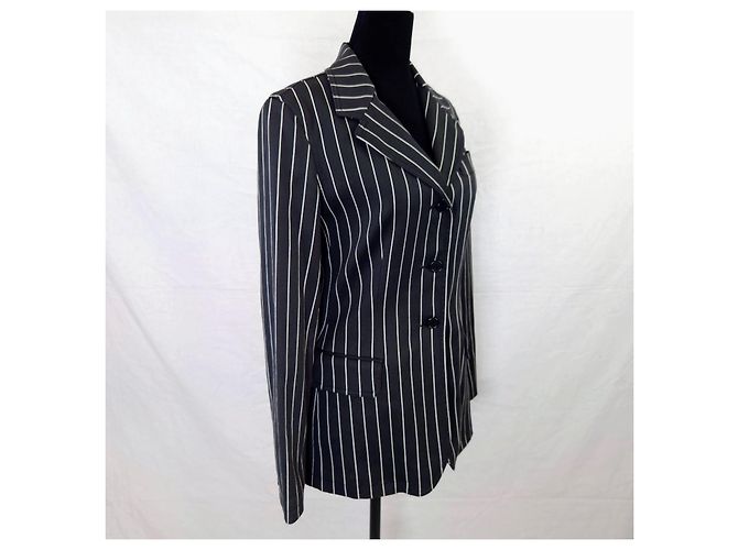 Blazer Moschino Jeans de algodón a raya diplomática Negro - vista 8