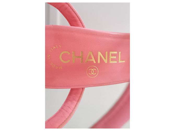 Chanel Sandali platform Parthenon in pelle di capra rosa - vista 10